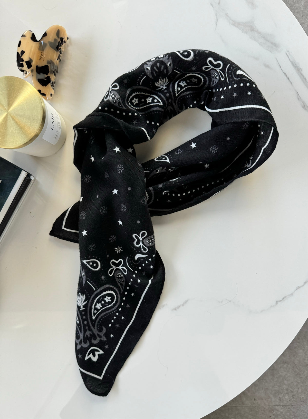 Apaszka / bandana Lea 100% wiskoza - czarny, bordo, biały