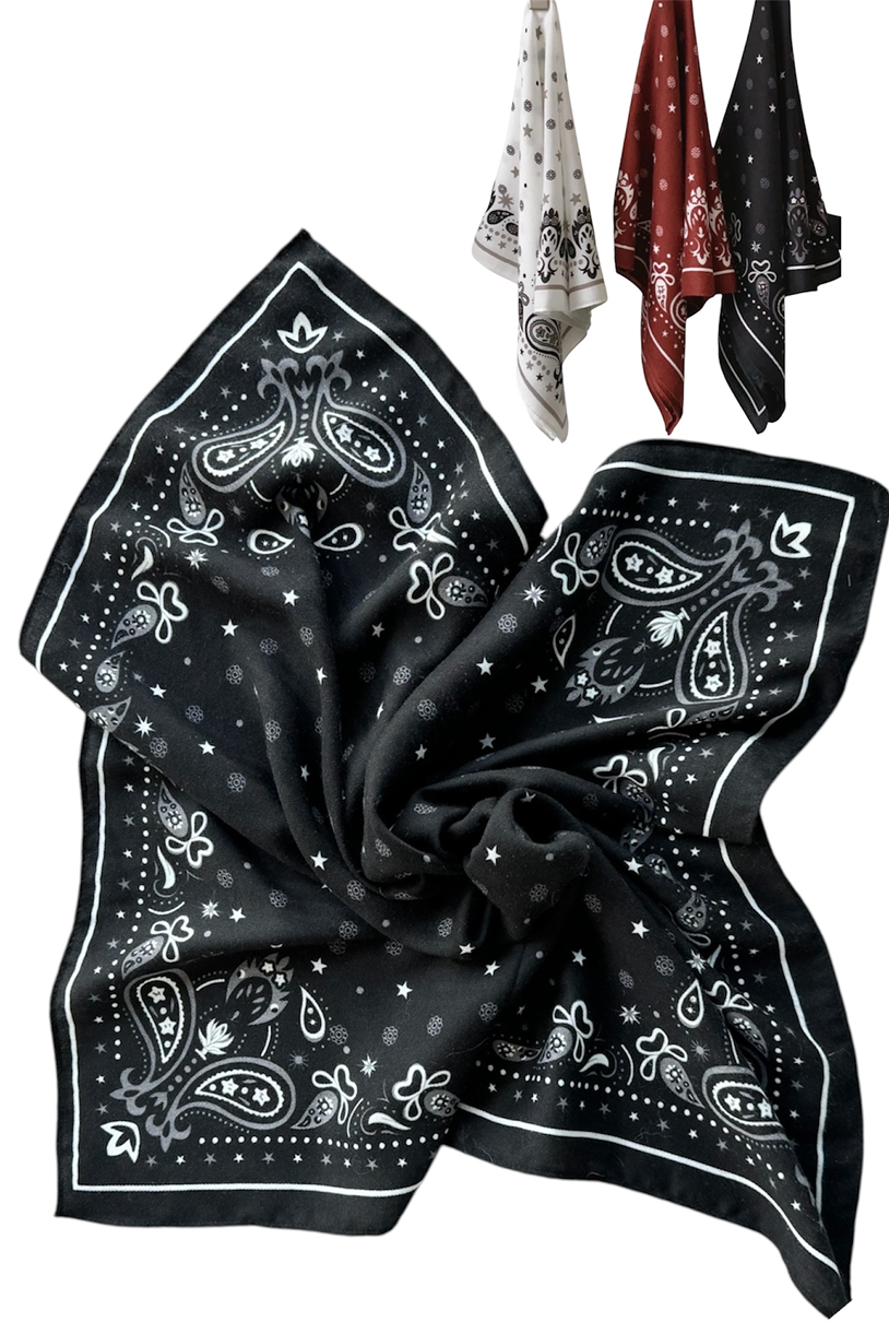 Apaszka / bandana Lea 100% wiskoza - czarny, bordo, biały