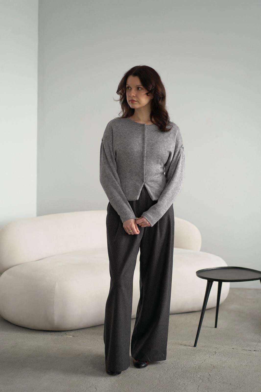 Taliowany sweter-żakiet z czystej wełny, rayon i tencel, elegancki, kobiecy, casual, odzież damska