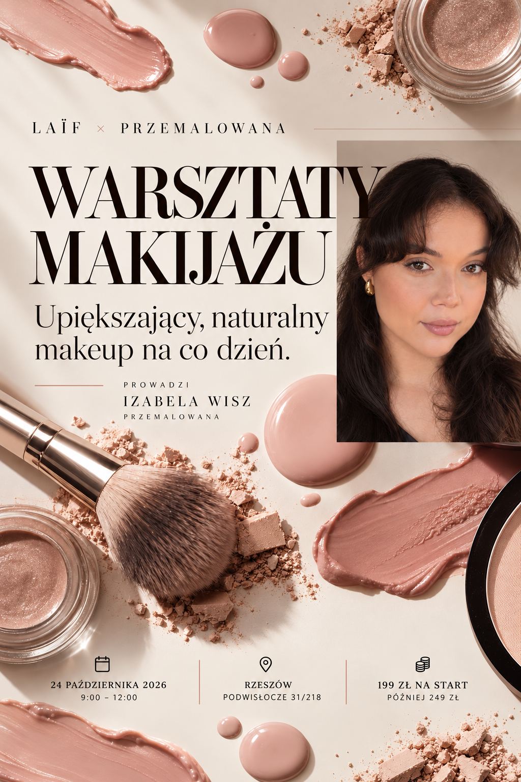 EVENT: Kurs - warsztat makijażu dziennego z @Przemalowana - Izabelą Wisz w LAÏF
