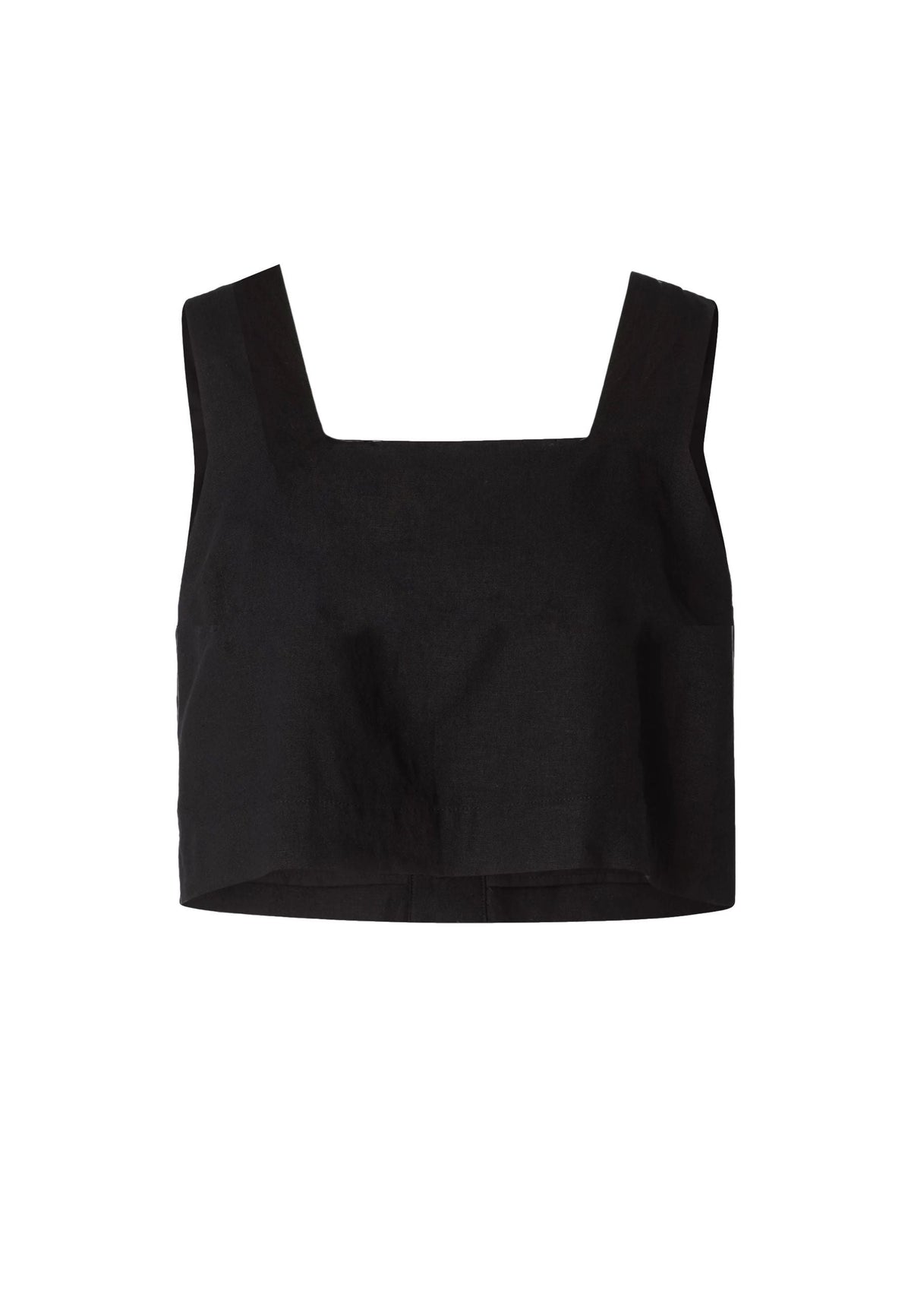 Lniany top damski na szerokich ramiączkach LYNNE