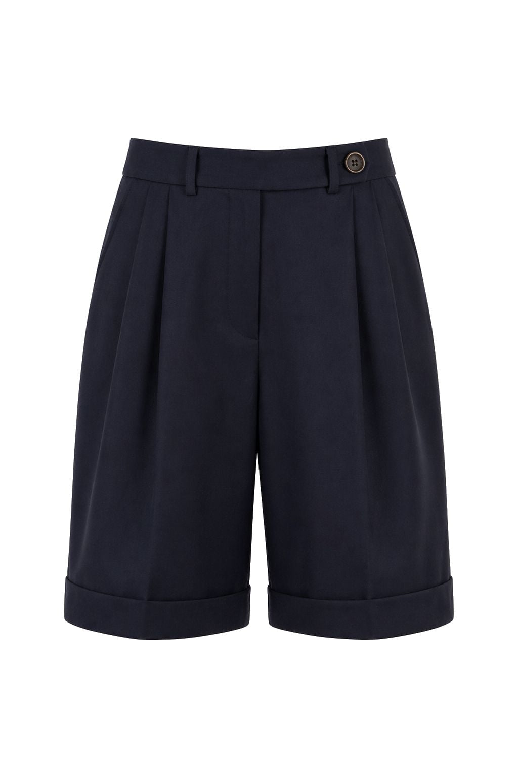 Granatowe bermudy damskie z wełny dziewiczej - Eliot Navy