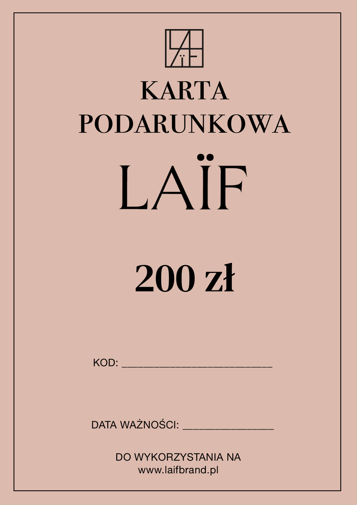 Karta podarunkowa/prezentowa LAÏF