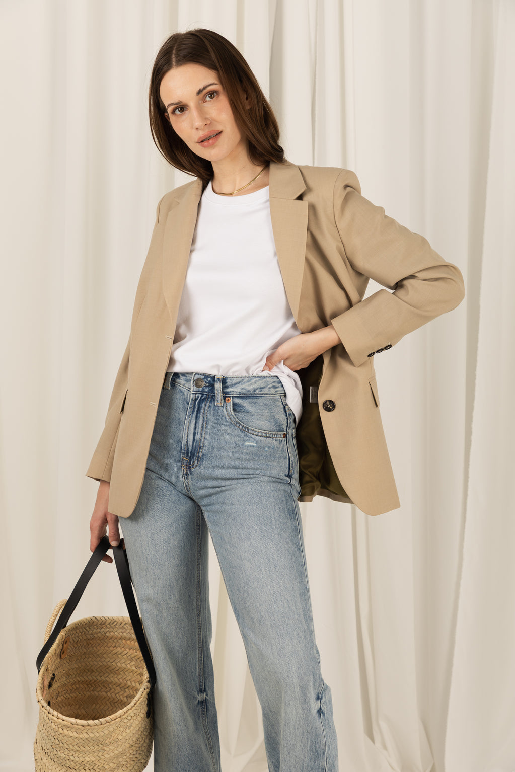 Marynarka jednorzędowa damska Grace Beige